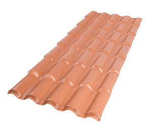 imagem de uma telha de PVC cor terracota.