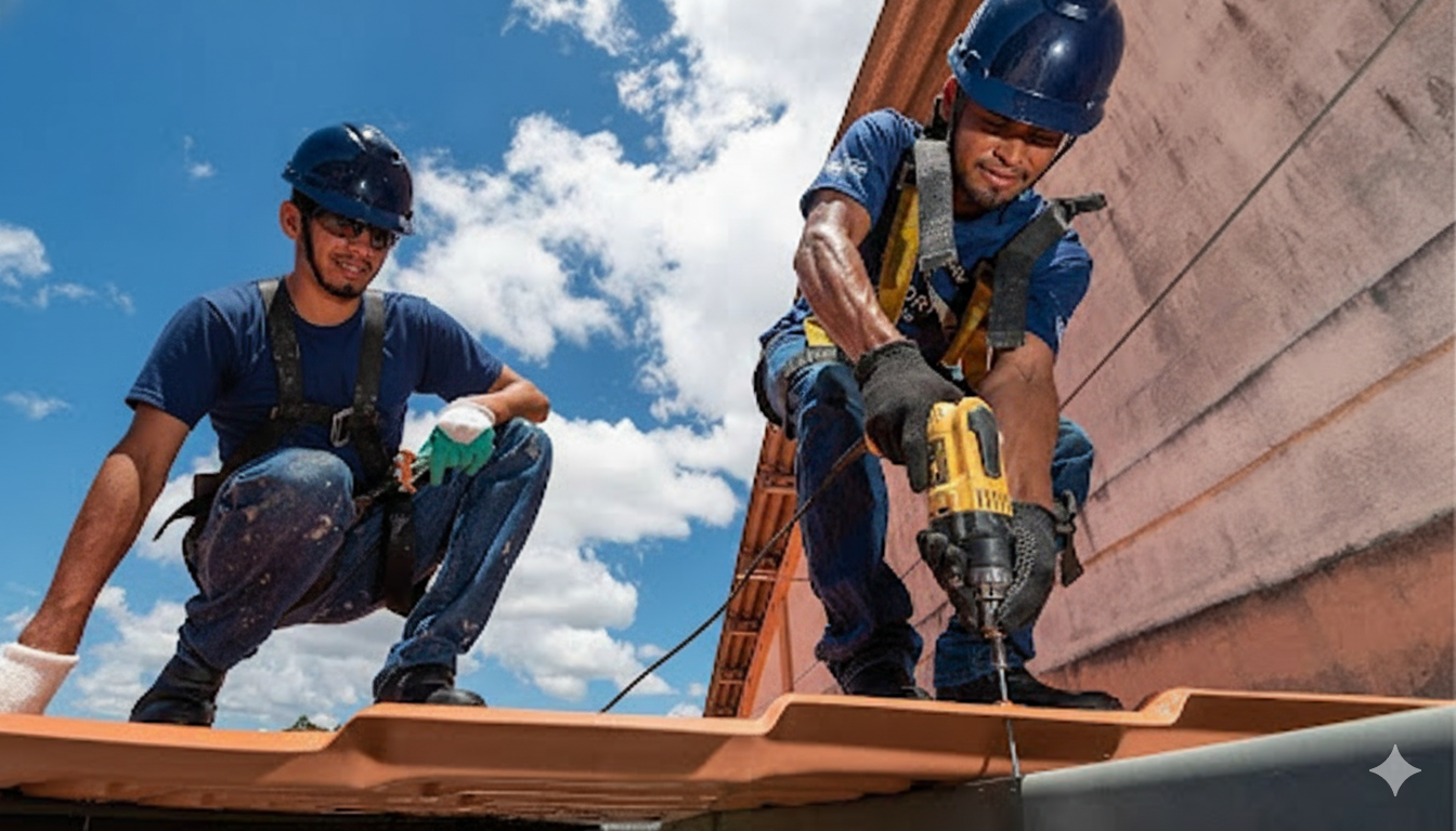 Instalação de telhas de PVC