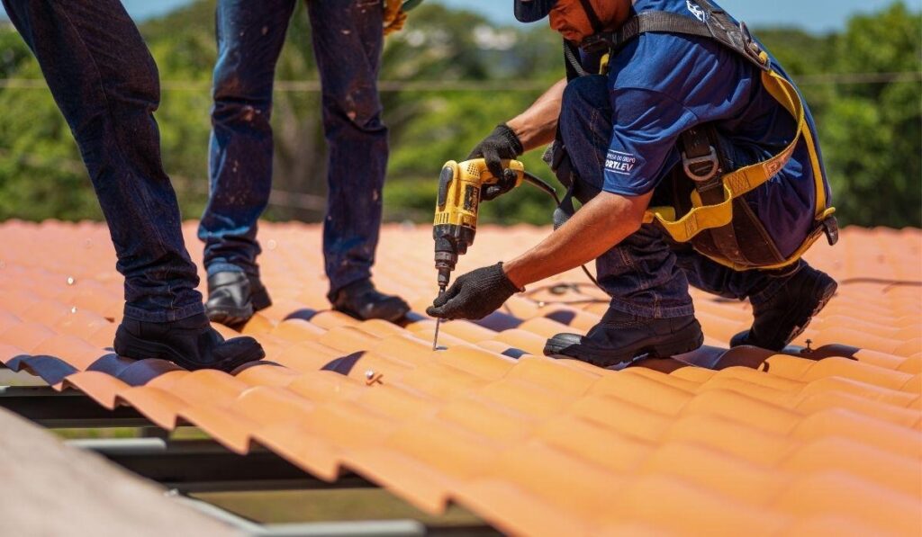 Movimentação sobre o telhado de PVC